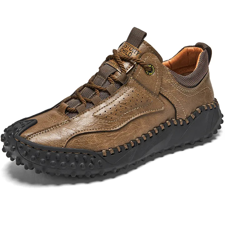 Men’s Vintage Leather Hiking Shoes – Genuine Leather, Orthopedic Arch Support, Wide Toe Box, Waterproof, Breathable, Hand-Sewn, Non-Slip, Lightweight Shoes for Driving & Walking
