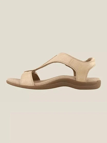 Women's Adjustable Leather Retro Solid Color Casual Portable Sandals