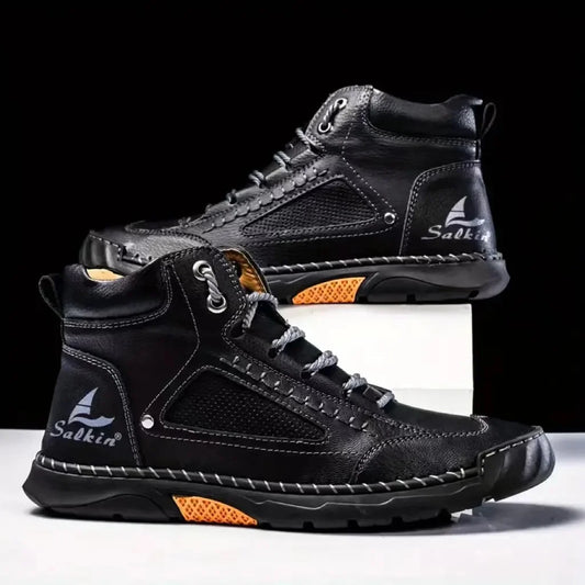 Salkin® - Waterproof, Arch Support, Pressure Relief, Spacious Toe Box Outdoor Leather Shoes