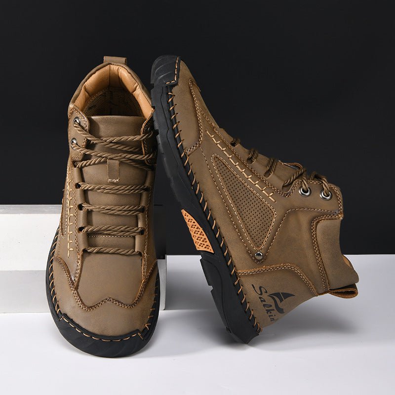 Salkin® - Waterproof, Arch Support, Pressure Relief, Spacious Toe Box Outdoor Leather Shoes