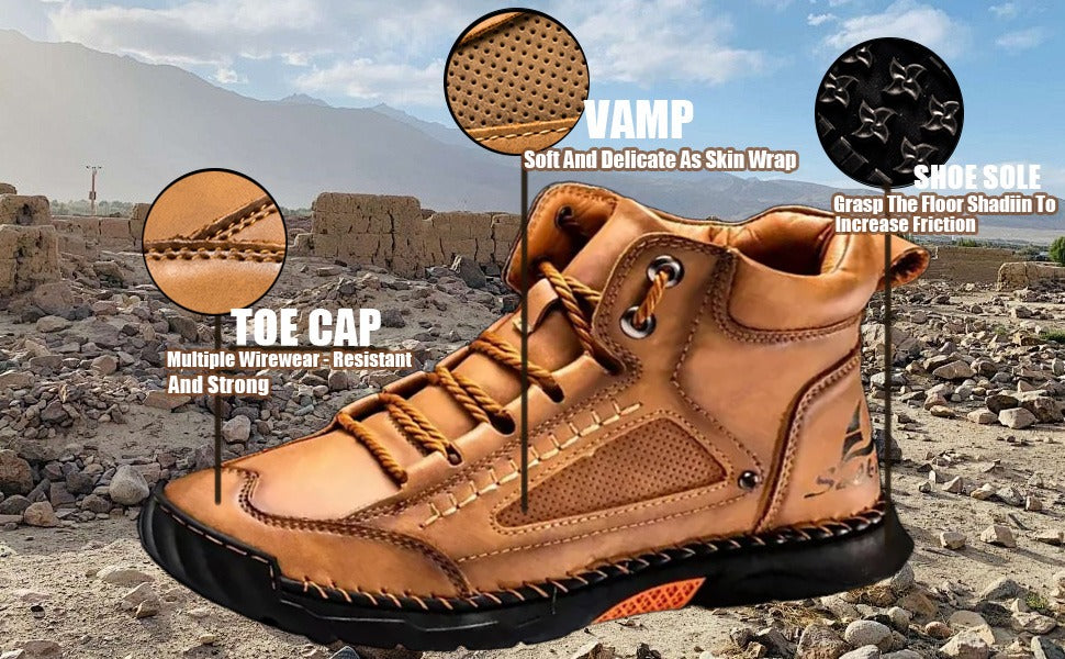 Salkin® - Waterproof, Arch Support, Pressure Relief, Spacious Toe Box Outdoor Leather Shoes