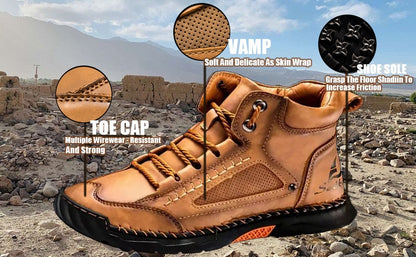 Salkin® - Waterproof, Arch Support, Pressure Relief, Spacious Toe Box Outdoor Leather Shoes