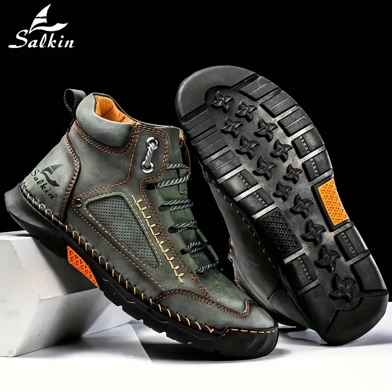 Salkin® - Waterproof, Arch Support, Pressure Relief, Spacious Toe Box Outdoor Leather Shoes