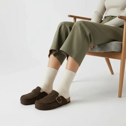 Comfortable Leather Slip On Mules For Women