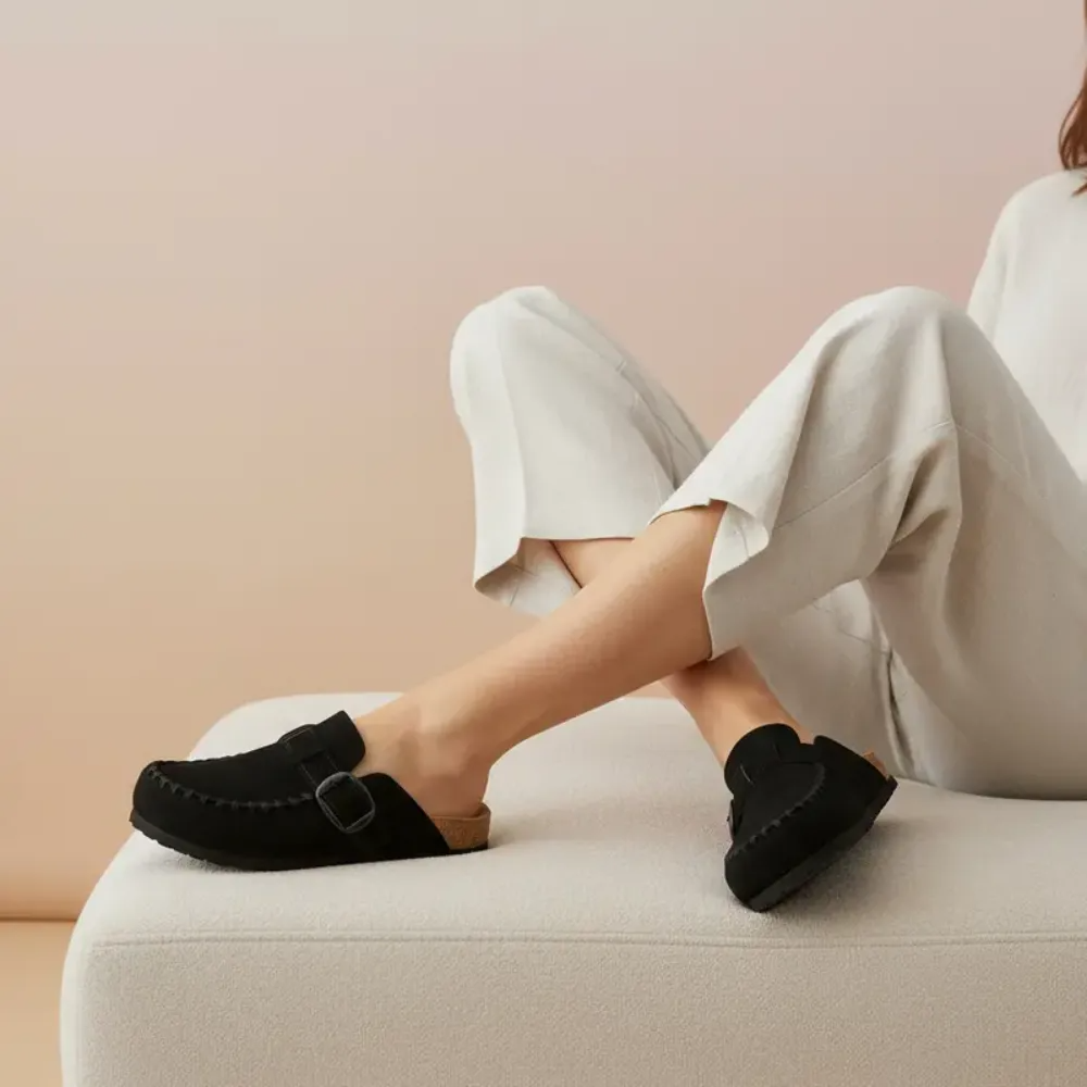 Comfortable Leather Slip On Mules For Women